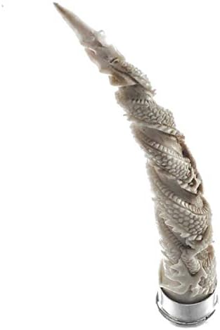 Dragon Deer Antler Hand Carving 925 Sterling Silver Pipe Tobacco Tamper, 4"