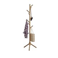 QIANSKY Coat Rack - Indoor Wooden Multifunctional Clothes Rack - Floor Vintage Simple Creative Hanger Metal Bedroom Living Room for Coats Clothes Handbags Rack Hanging Bag Hat Coat Rack 3 in 1 Design