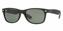 Ray-Ban NEW WAYFARER - BLACK RUBBER Frame CRYSTAL GREEN Lenses 55mm Non-Polarized