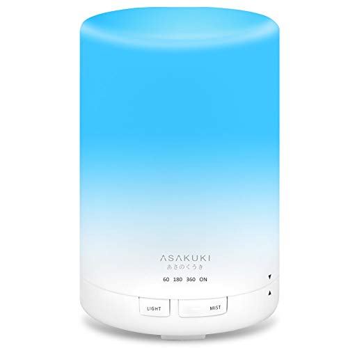 ASAKUKI 300ML Essential Oil Diffuser, Quiet 5-in-1 Premium Humidifier, Natural Home Fragrance Aroma Diffuser with 7 LED Color Changing Light and Auto-Off Safety Switch-Upgraded Version