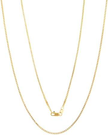 Nuragold 14k Real Yellow Gold Round Box 1.5mm Venetian LInk Chain