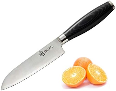 KATSURA Japanese VG-10 3-Layer Forged Steel 5-inch Small Santoku Chef Knife, Micarta handle