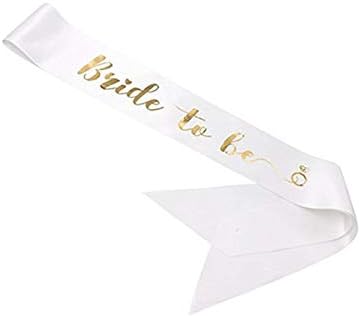 Bride Sash, 1pc Color Butyl Cloth Bride to Be Sash Bachelorette Party Sash for Hen Party Wedding Bridal Shower, Gold Letter White