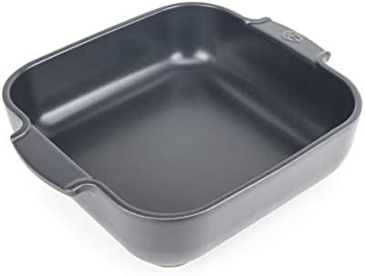 PEUGEOT - Square Ceramic Baking Dish - 28 cm (Handles Included) x 22.5 cm x 6.5 cm - Capacity: 2.7 L - 10 Year Guarantee - Made In France - Slate Colour