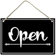 Open Closed Board, 12x8 PVC Plastic Double Sided Hanging Sign, High Precision Printing, Water Proof, Open and Closed Sign for Business, Retail Store Supplies