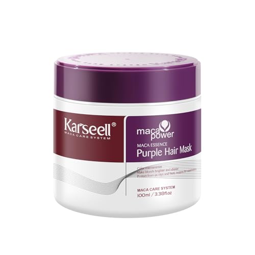 Karseell 3.38floz 100ml Purple Hair Mask Professional Neutralizes Brass & Yellow Tones For Blonde Silver Gray Highlighted Hair