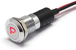 Alpinetech PL12MS 12mm 1/2" 12V LED Metal Signal Indicator Pilot Dash Light (Park)