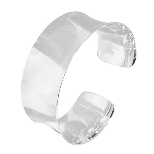 Treasure Bay 25mm Women's 925 Sterling Silver Cuff Bangle Bracelet, Plain Silver Cuff Bangle