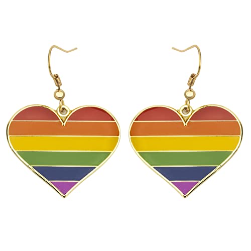 Rainbow Pride Heart Shape Dangle Earrings Gay & Lesbian LGBT Pride Gifts Rainbow