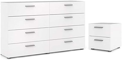 Amazon Com Home Square Scandinavian Look 2 Piece Bedroom Set 8 Drawer Double Dresser And Nightstand In White Furniture Decor