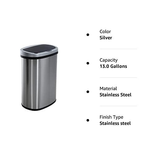 HCY Kitchen Trash Can 13 Gallon Automatic Metal Garbage Can Stainless
