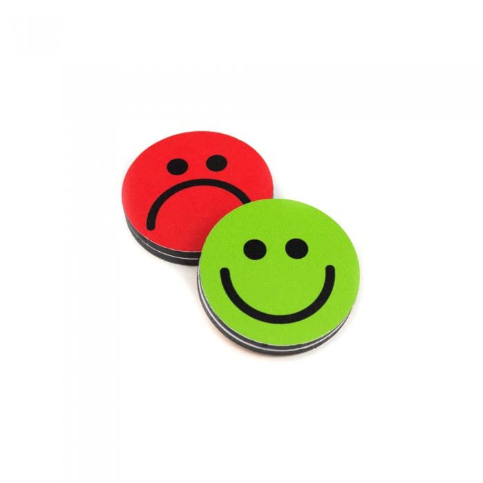 Set of 2 Double-Sided Magnets Smiley Content/Unhappy Diameter 25 mm