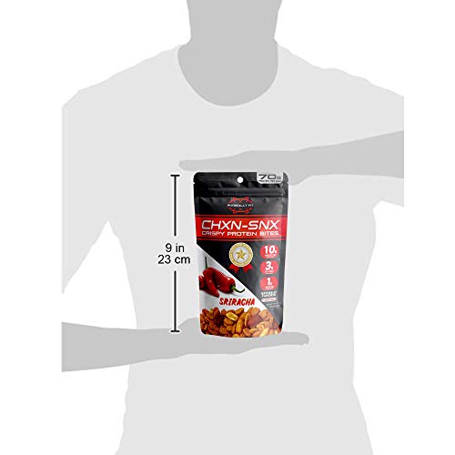 CHXN-SNX CRISPY PROTEIN BITES, SRIRACHA WITH PEANUTS AND ALMONDS, 7 SERVINGS, 70 GRAM OF PROTEIN PER BAG, 7.4 OUNCE