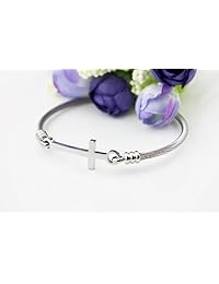 WDSHOW - Brazalete de acero inoxidable con cruz