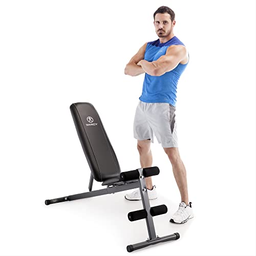 Marcy SB-261W Trainingsbank für aufrechte, geneigte und flache Übungen, Schwarz, 106,7 x 48,3 x 129,5 cm