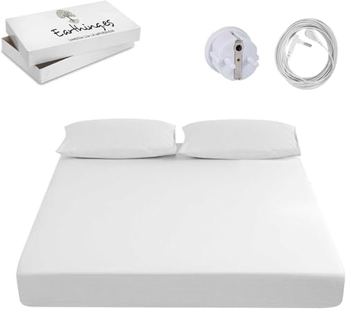 Earthing Grounding Sheet in Organic Cotton with Silver Fibre – Ground Connection with Cable and Adapter – Stress Reduction, Better Sleep and Renewed Energy 200 x 200 x 30 cm)