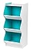 IRIS USA KSBS-3BLU 3 Tier Curved Edge Storage Shelf, 3 Shelves, White/Blue