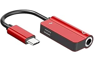 USB C To Ethernet 2-in-1 Cable USB Type C To 3.5mm Audio Charger Adapter Auxiliary Headphone Adapter Red