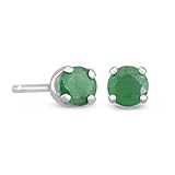 Sterling Silver Natural Emerald Stud Earrings 4mm 1/2 Carat Total Weight