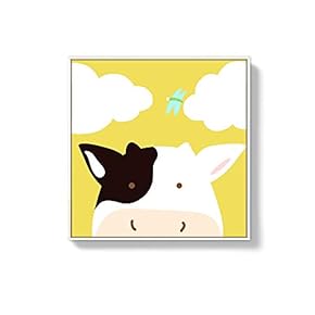Framed Canvas Wall Art for Living Room, Bedroom Cute Cartoon Animals Canvas Prints for Home Decoration Ready to Hanging - 16x16 inches