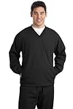 Sport-Tek Men's Rib Knit V-Neck Collar Soft Raglan Wind Shirt