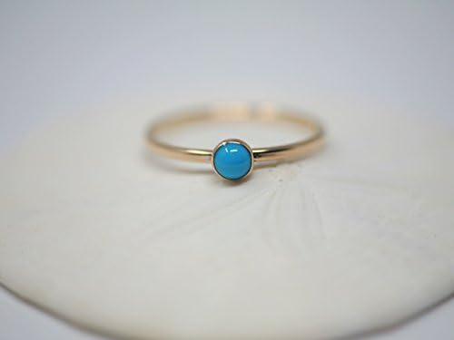Round 4 mm Sleeping Beauty Turquoise and 14K Gold Filled Ring Size 5,6,7,8