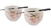 Happy Sales HSBS-CBWP2, Perfect 2 pc White and Pink Blossom Ramen Udon Noodle Soup Rice Cereal Bowls w/Chopsticks