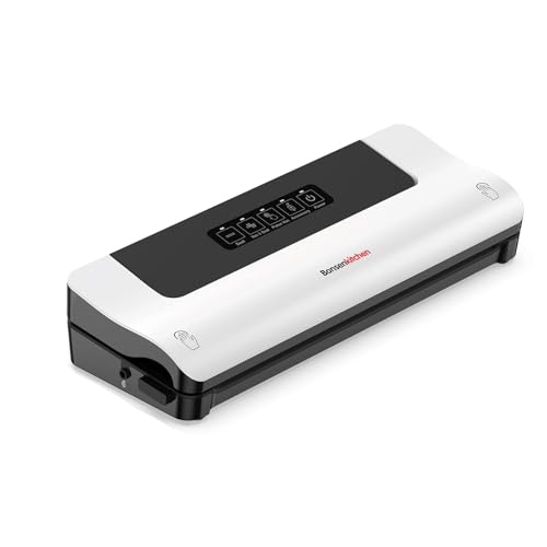 Bonsenkitchen Vacuum Sealer, Food Vacuum Sealers Machine for Sous Vide Cooking, Dry & Moist Food Modes, Food Preservation with Vacuum Bags & Roll, VS3750 (White)