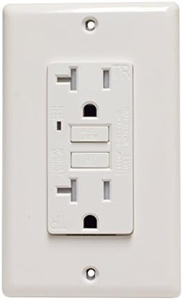 Faith 20-Amp Self-Testing GFCI Outlet, Tamper-Resistant Receptacle with Indicator, Wall Plate Included, White