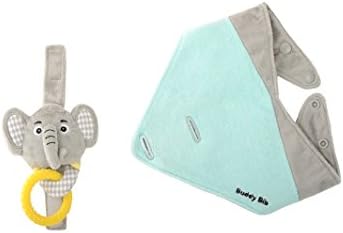 The Makers of the Munch Mitt Introduce the Buddy Bib, 3 in 1 Bandana Drool Bib - Stuffed Animal, Teething toy, Pacifier Holder - Eli Elephant