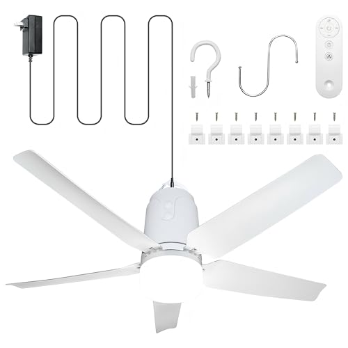 SHUNLEE Gazebo Fans Outdoor Hanging 31.5", Canopy Fan with Light 3000-6500K | Portable Plug in Ceiling Fan with Remote, Hook, Great for Gazebo, Canopy, Pop up Tent, Patio