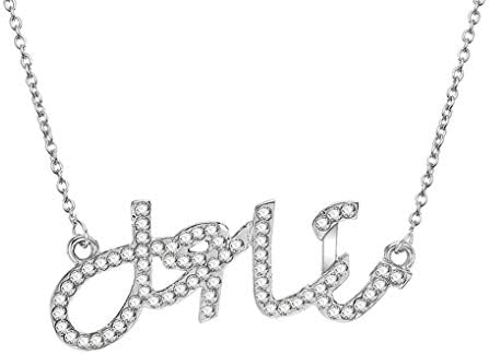 Women Arabic Crystal Chain Necklace Letters Pendant Jewelry Girls Alloy Clavicle Necklace Jewelry Forbestest