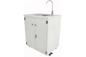 Steel Cabinet Portable Sink Self Contained Hand Wash Station Mobile Sink Water Fountain Water Supply 110V/12V Powered Built-i