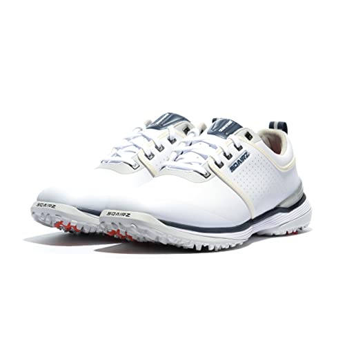 SQAIRZ Men's Golf Shoe Arrow White and Navy, The Distance and Comfort
