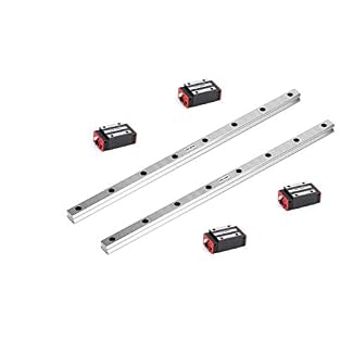 TEN-HIGH Linear Rail CNC Parts 2pcs Linear Rail HSR15 200mm Approx. 7.87inch Linear Guideway Rail+4pcs HSR15CR Square…