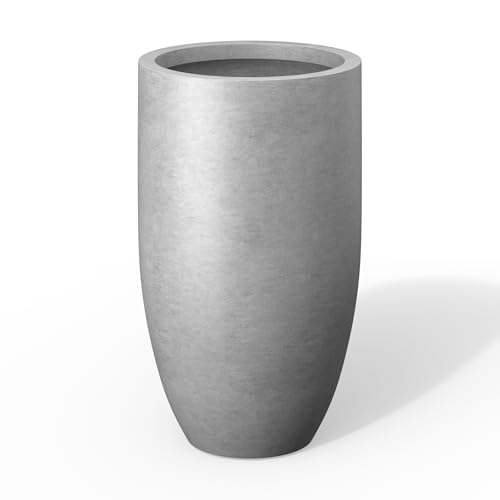 Kante Pale Gray Concrete Planter 24" Tall All-Weather Round Large Pot