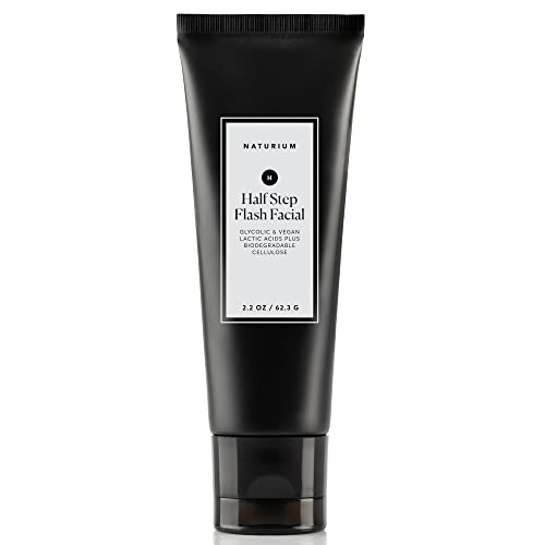 Naturium Half Step Flash Facial Mask, Glycolic & Vegan Lactic Acids Plus Biodegradable Cellulose