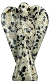 Hand Carved Crystal Healing Gemstone Pocket Guardian Angels with Reiki Powers Gift Stone Ornaments, 45mm to 50mm(Approx 2") (Dalmatian Jasper)