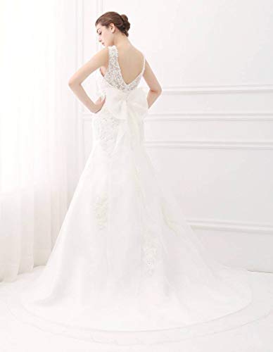 ScelleBridal Latest Sleeveless Lace Appliques Mermaid Bridal Dress Wedding Gown Ivory 6