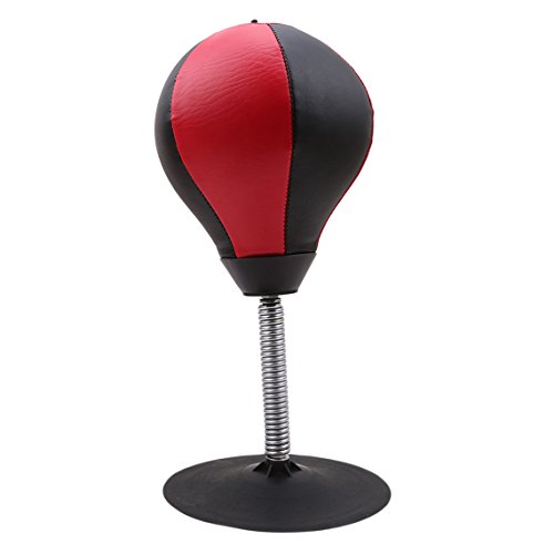 Rurah Desktop Speed Fitness Vertical Reaction Balls Vertical Suction Cups Speed Ball Fitness Sports Equipment Body Building Device,Black and red