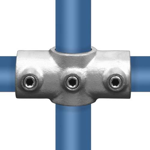 KLEMP Cross-Connector, Pipe Connector/Fitting, 90-Degree, Cross-Piece, malleable cast Iron, hot-dip galvanised, incl. Screws Typ 22D - 42,4 mm / 1 ¼"