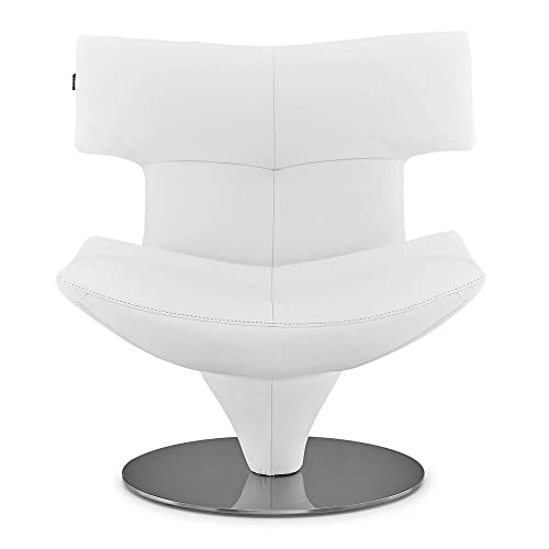 Zuri Furniture Modern Mora Swivel Lounge Chair White Italian Top