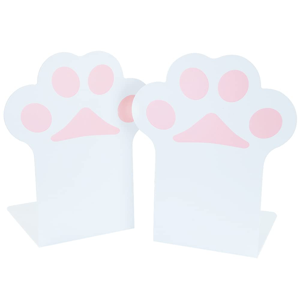 1 Pair Cat Paw Bookends for Shelves, Kids Cute Metal Cat Kitten Thickening Book End Animal Book Organizer for Desk Library School Office Home Decor