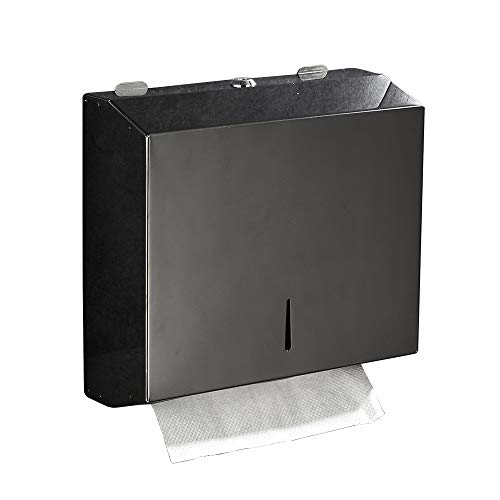 C-Fold Paper Towel Dispenser - Black Glossy Wall Mounted Stainless Steel Multifold Paper Towel Holder Commercial For Office bathroom