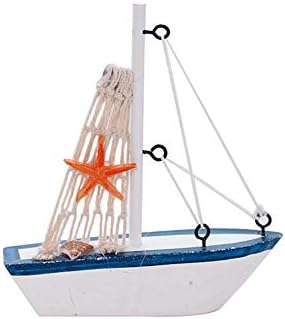 Wimagic 1x Nautical Ornament Decorative Wooden Sailboat Model Home Decoration Art Crafts for Car Room Desktop Accessories Birthday Gift - StyleF
