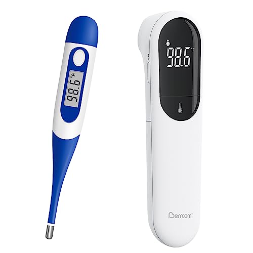 Value Bundle with Berrcom Digital Thermometer DT008 and Berrcom No Touch Forehead Thermometer for Adults and Kids JXB315