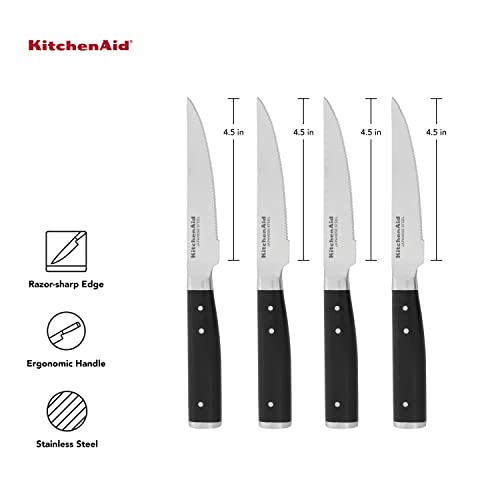 KitchenAid Gourmet 4 Piece Triple Rivet Steak Knife Set, High