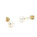 14k Yellow Gold Simulated Pearl Children Screw Back Baby Girls Earrings 5mm
