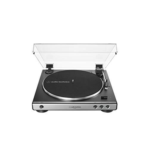 Audio-Technica At-LP60X-GM Fully Automatic Belt-Drive Stereo Turntable, Gunmetal/Black, Hi-Fidelity, Plays 33 -1/3 and 45 RPM Vinyl Records, Dust Cover, Anti-Resonance, Die-Cast Aluminum Platter