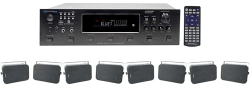 Audiosavings Bundle: (1) Technical Pro H12X500UBT 6000w 6-Zone 12-Speaker Home Theater Bluetooth Receiver Bundle with (4) Rockville HP65S-8 Black 6.5